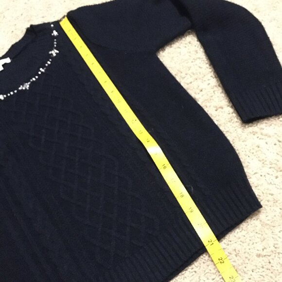 Made in Japan Dark Navy Blue Cable Jeweled Sweater - Picture 12 of 13
